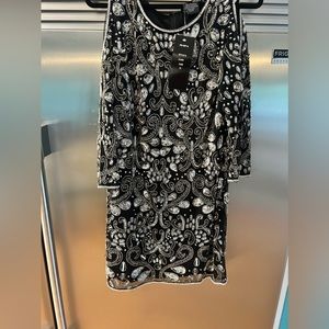 Size 12 sequins dress with cold shoulder cut outs new with tags